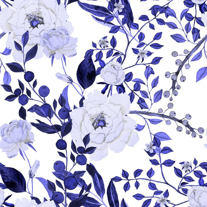 Dark Blue Floral Wallpaper