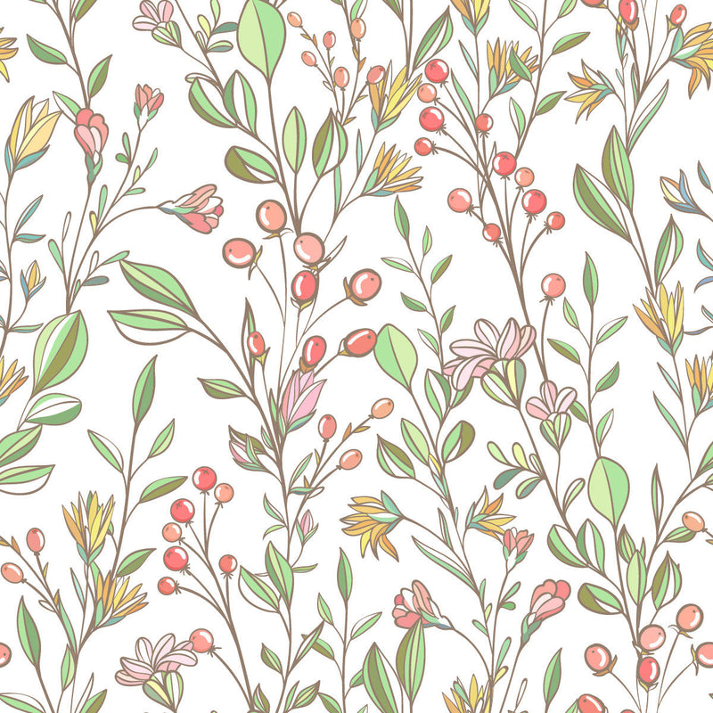 Fashionable Berries Pattern Wallpaper Tasteful