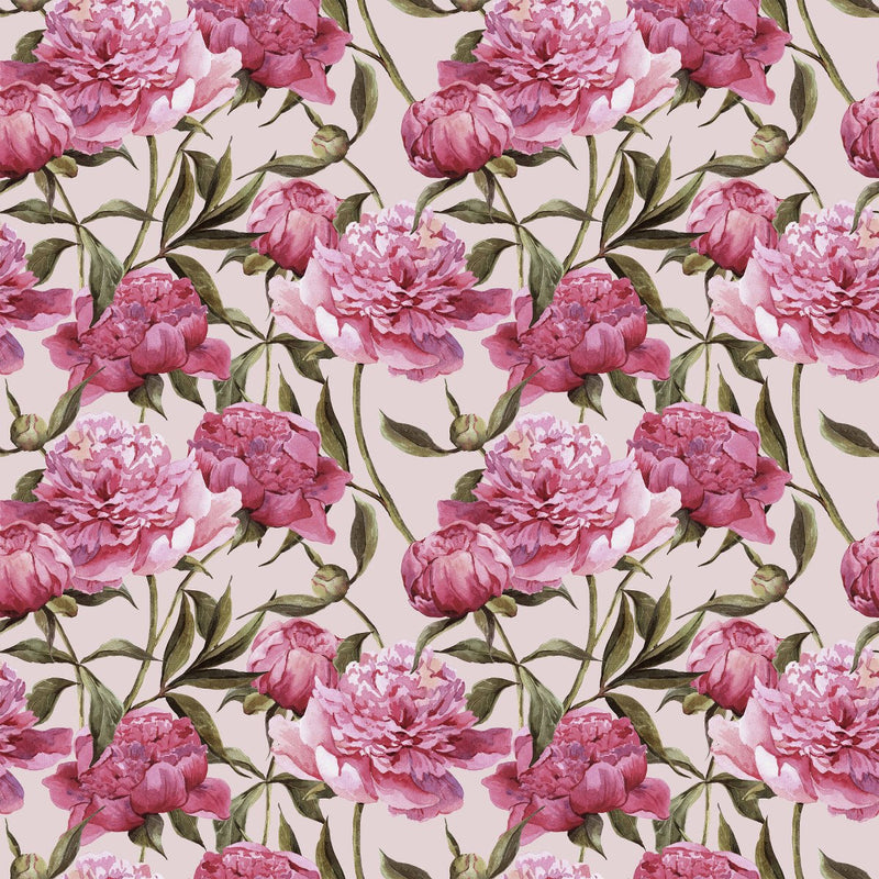 Pink Wallpaper with Pink Peonies