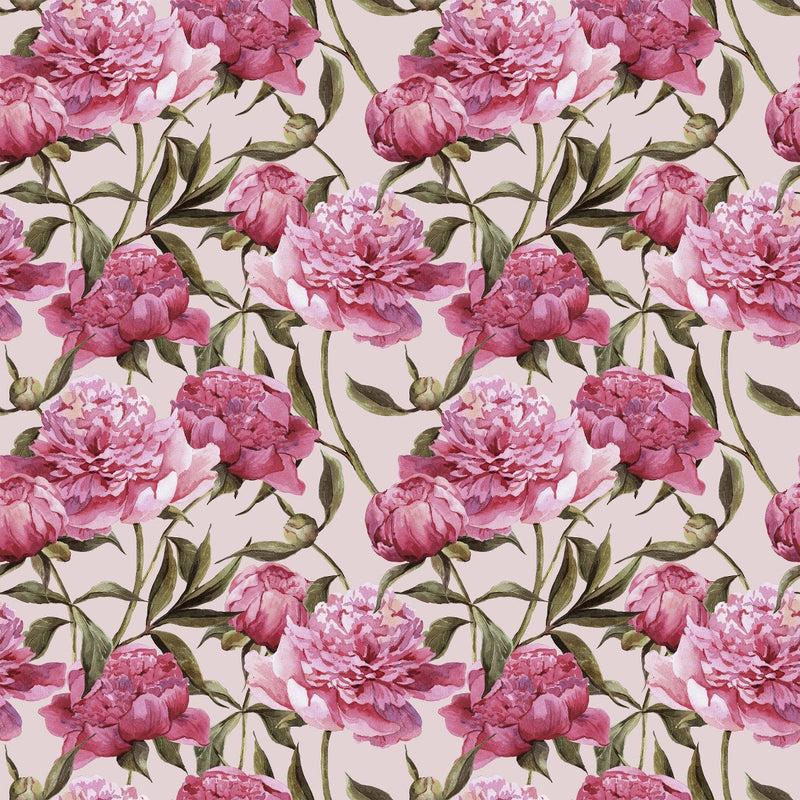 Pink Wallpaper with Pink Peonies