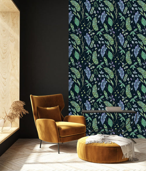 Elegant Dark Wallpaper with Leaves Smart