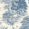 Shower Curtain in Yellowstone Bluebell Blue Country Toile- Horses, Deer, Dogs- Large Scale