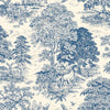 Rod Pocket Curtain Panels Pair in Yellowstone Bluebell Blue Country Toile- Horses, Deer, Dogs- Large Scale