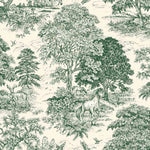 Shower Curtain in Yellowstone Classic Green Country Toile- Horses, Deer, Dogs- Large Scale