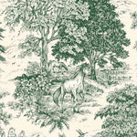 Round Tablecloth in Yellowstone Classic Green Country Toile- Horses, Deer, Dogs- Large Scale