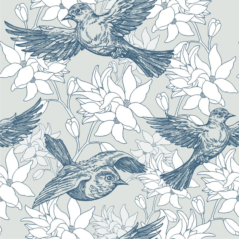 Pigeons and Flowers Wallpaper