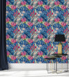 Blue Monstera Leaves Wallpaper