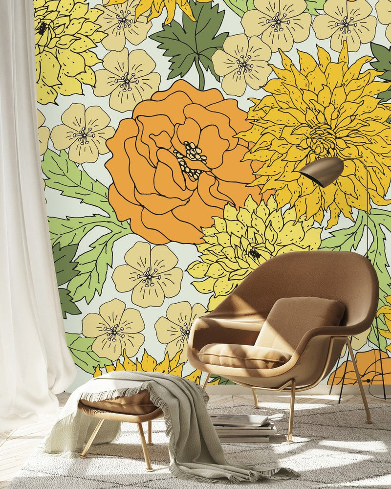 Yellow Floral Wallpaper