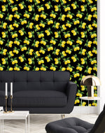 Contemporary Black Wallpaper with Lemons Vogue