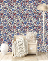 Blue and Red Pattern Wallpaper
