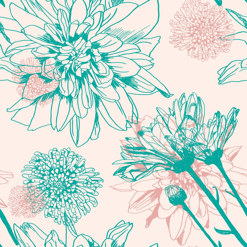 Green and Pink Flowers Wallpaper