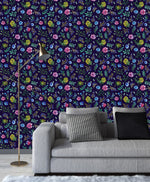 Modish Dark Wallpaper with Wildflowers Vogue