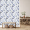 Elegant Blue Leaves Wallpaper Chic