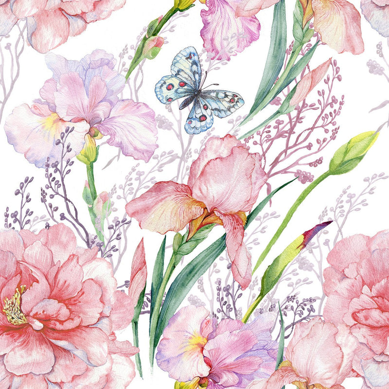 Pink Flowers and Butterflies Wallpaper