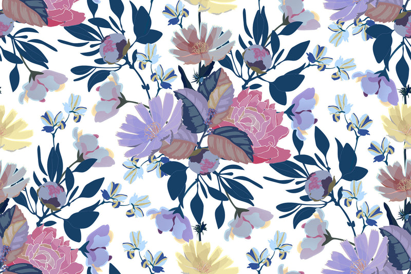 Contemporary Purple Flowers Wallpaper