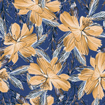 Dark Blue Wallpaper with Beige Flowers