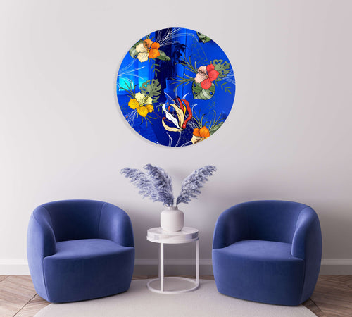 Orange Flowers Printed Mirror Acrylic Circles