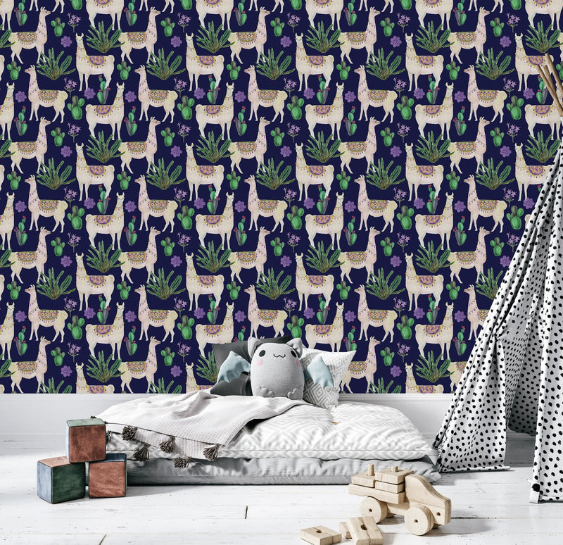 Dark Blue Wallpaper with Llama