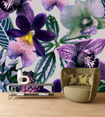 Modish Modern Violet Flowers Wallpaper