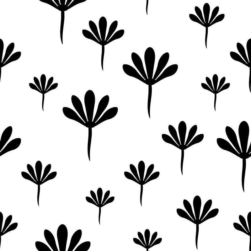 Fashionable Black Floral Contour Wallpaper Smart