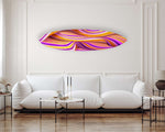 Yellow Wavy Design Acrylic Surfboard Wall Art