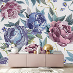 Pink Wallpaper with Large Peonies