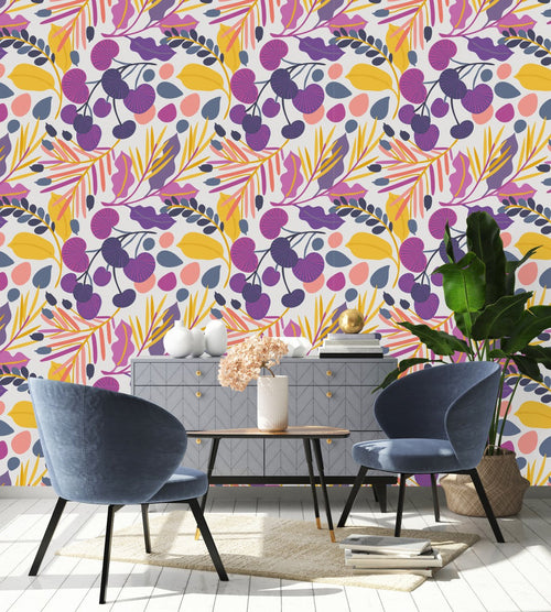 Fashionable Purple Leaves Wallpaper Chic