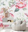 Stylish White Wallpaper with Gentle Flowers Vogue