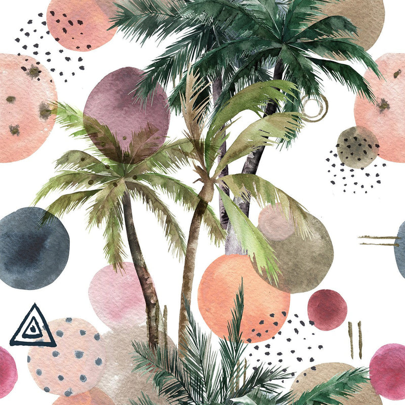 Palms and Geometrical Shapes Wallpaper