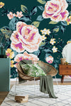 Modish Dark Floral Wallpaper Tasteful