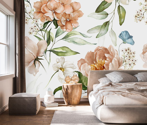 Beige Flowers Wallpaper