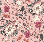 Modish Pink Flowers Wallpaper Chic