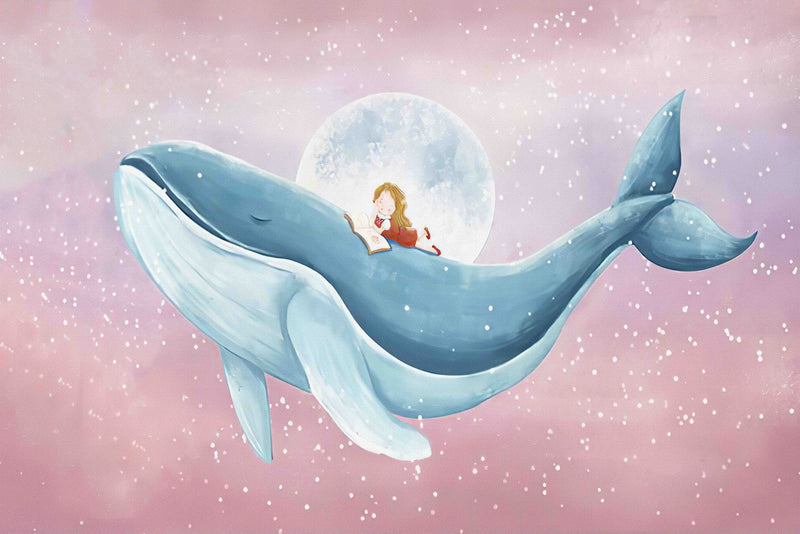 Whale on Pink Wallpaper