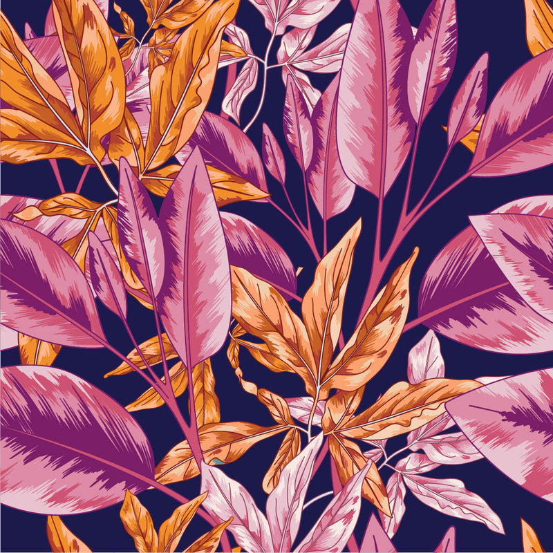 Dark Wallpaper with Pink Leaves