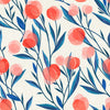 Blue Leaves with Red Flowers Wallpaper