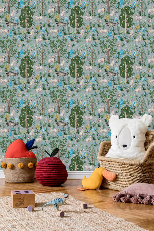Hares in Forest Wallpaper