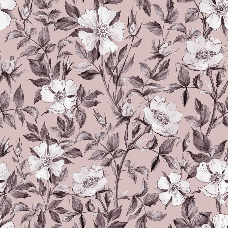 Stylish Beige Wallpaper with Flowers Smart