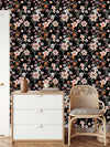 Fashionable Dark Wallpaper with Light Flowers Vogue