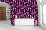 Purple Leaves and Pink Flamingos Wallpaper