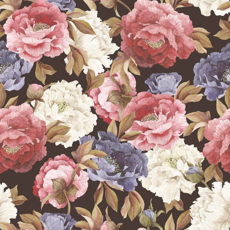 Elegant Brown Wallpaper with Flowers