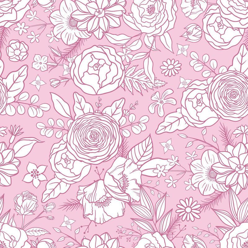 Contemporary Pink Floral Wallpaper Fashionable