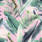 Green Leaves on Brightly Pink Background Wallpaper