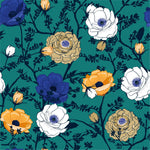 Green Wallpaper with Floral Pattern