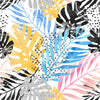 Abstract Watercolor Palm and Monstera Leaf Wallpaper