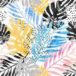 Abstract Watercolor Palm and Monstera Leaf Wallpaper