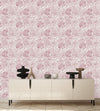 Pink Wallpaper with Floral Outline