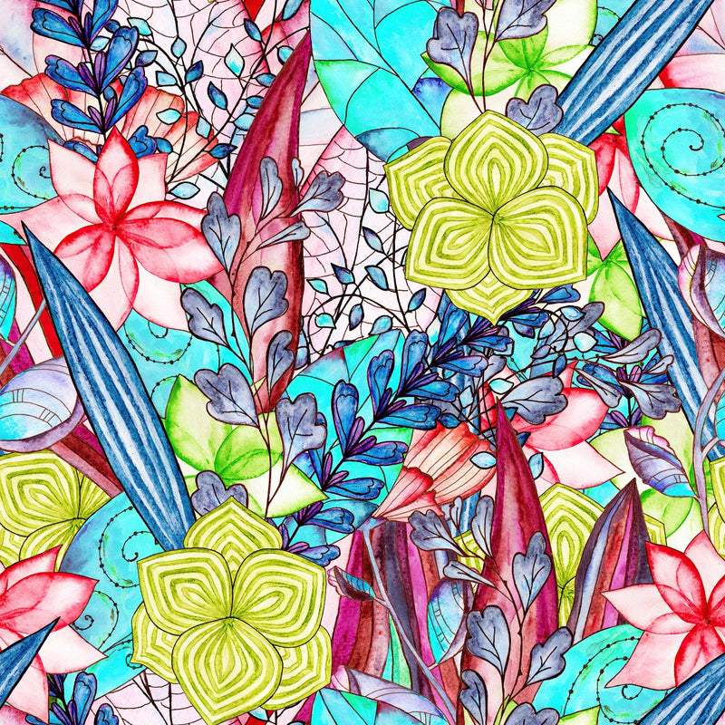 Brightly Floral Pattern Wallpaper