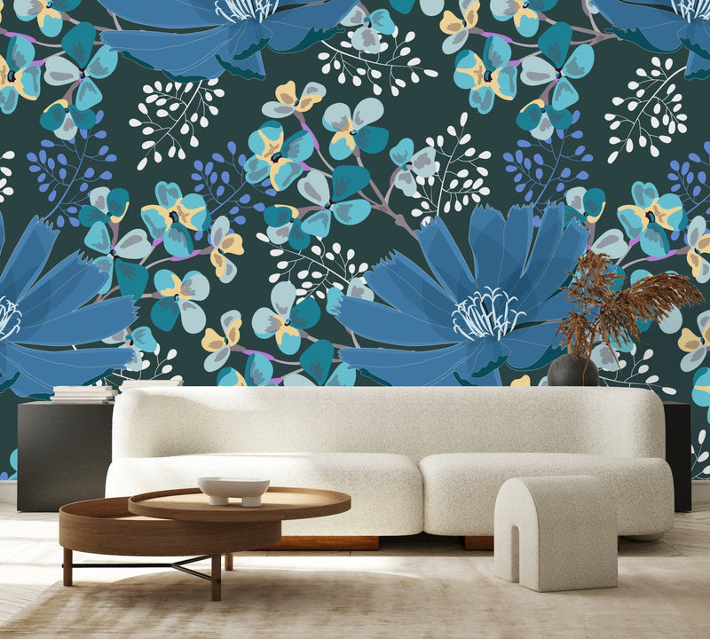 Contemporary Dark Floral Wallpaper