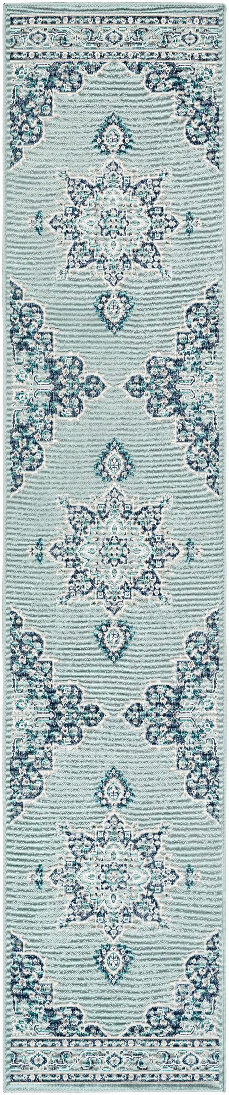 Orla Pale Blue Medallion Area Rug