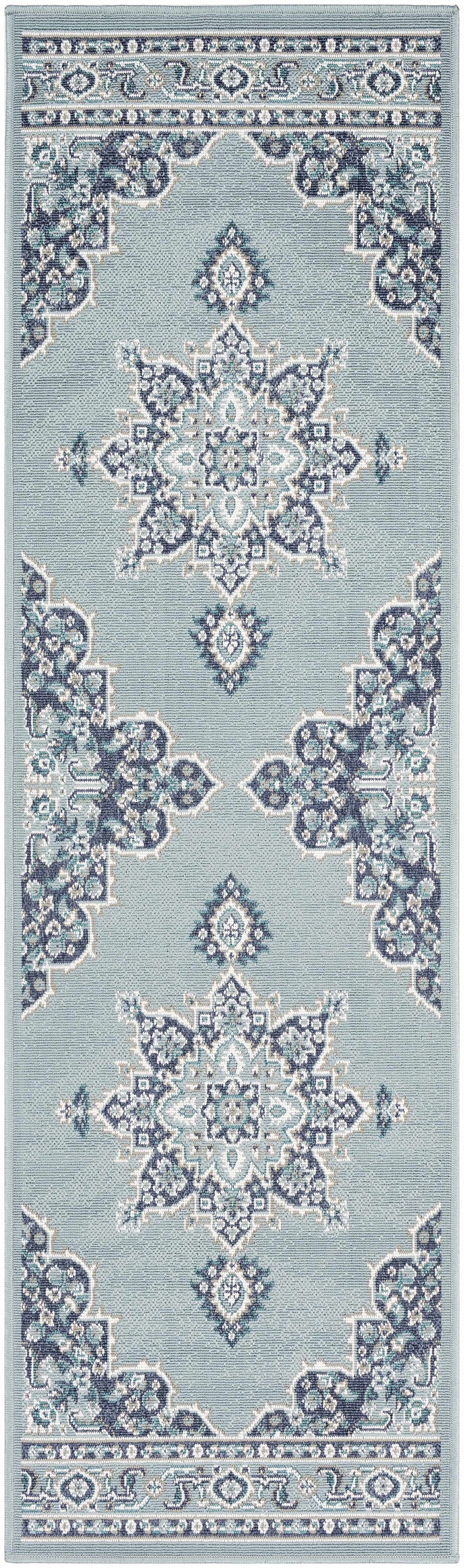 Orla Pale Blue Medallion Area Rug
